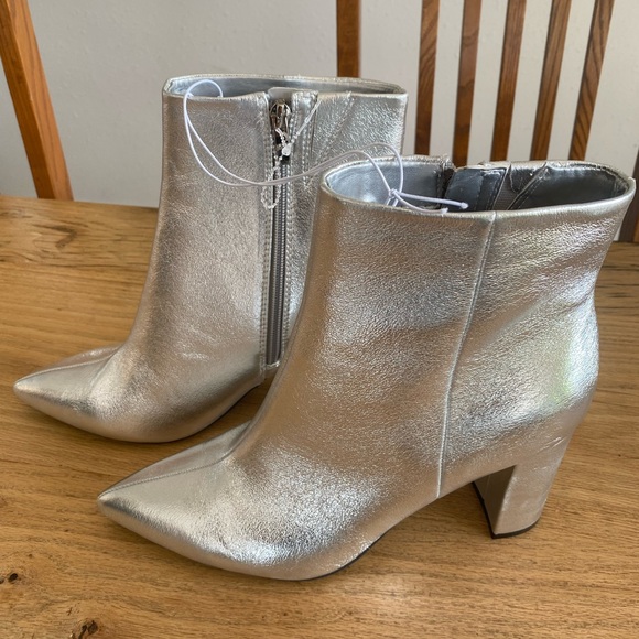Marc Fisher Silver Metallic Mid Shaft Point Toe Heeled Boots Women’s 11 NWT - Picture 9 of 9